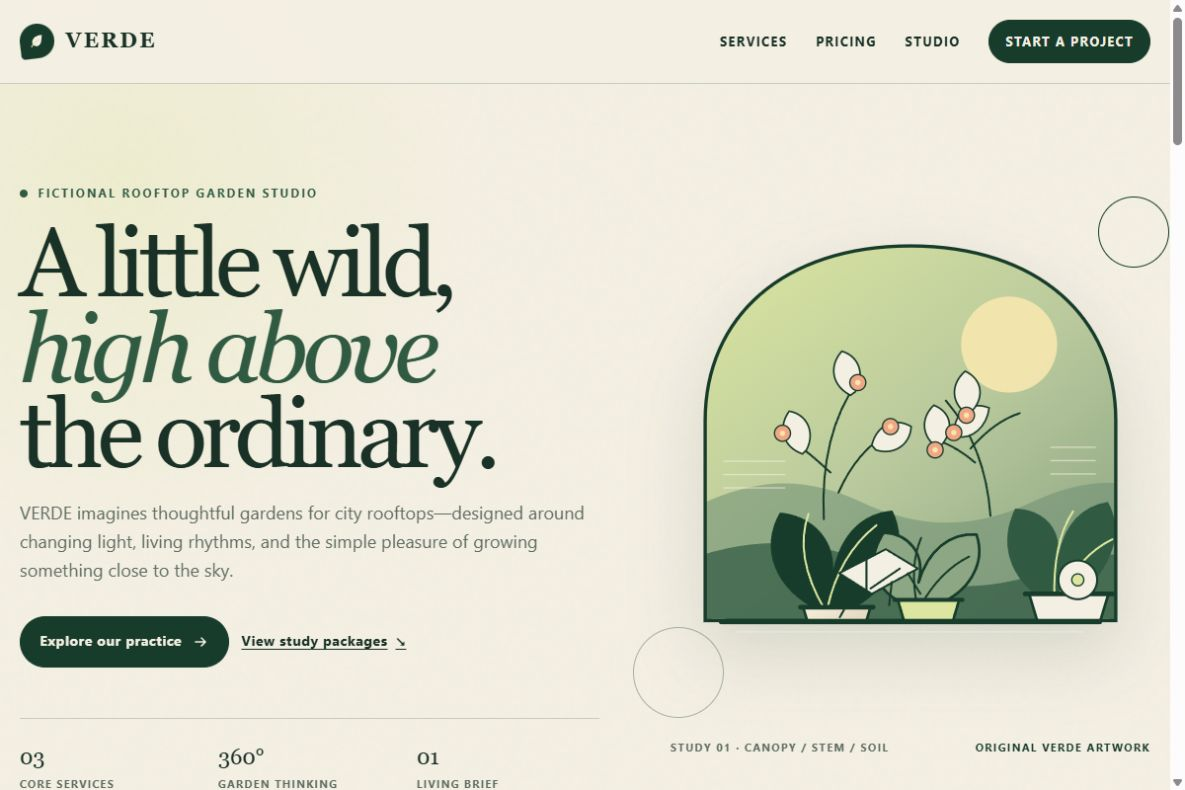 Actual output: VERDE: a static rooftop-garden website